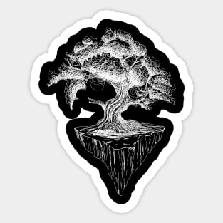 Hand drawing of the fantasy old tree Sticker